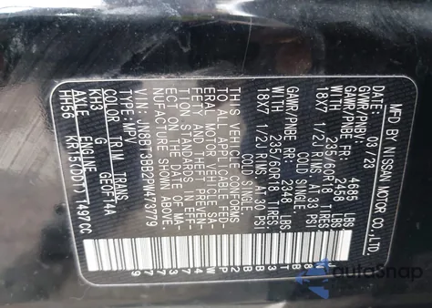 2023 Nissan Rogue Sv Intelligent Awd z USA, uszkodzony, nr VIN JN8BT3BB2PW473779